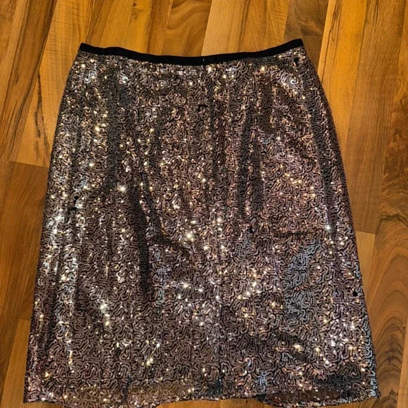 Gracia XL Silver Sequin Skirt Party‎ Cocktail Club NWT FLAW holiday costume - Picture 4 of 8